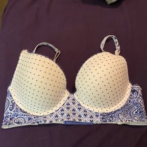 EUC VS Push-up Bra Blue/White w/ Polka Dots 32D